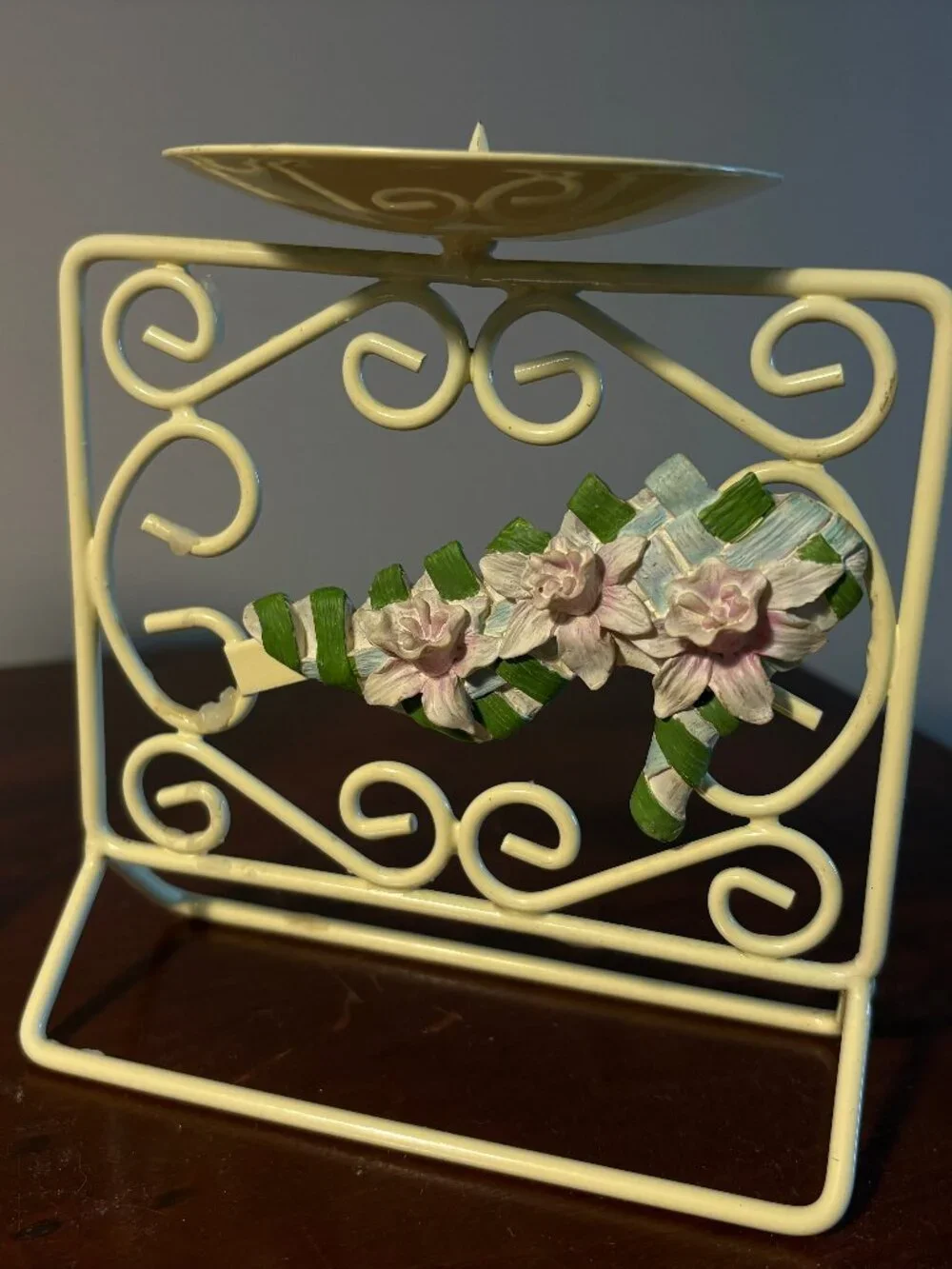Vintage Shabby Chic Wire Candle Holders with Shoe Design
